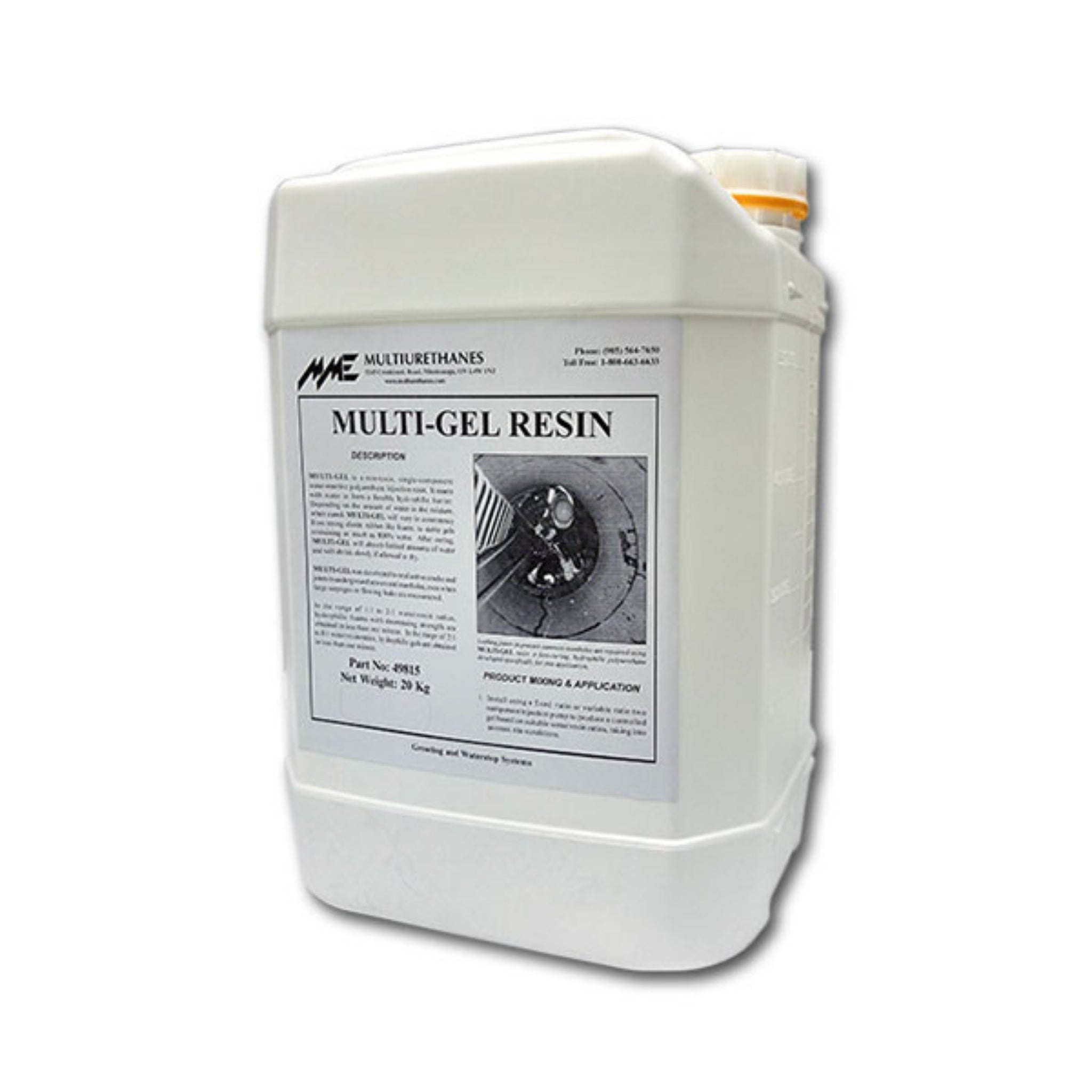 Multiurethanes Multigel water-reactive polyurethane resin in labelled container for leak sealing
