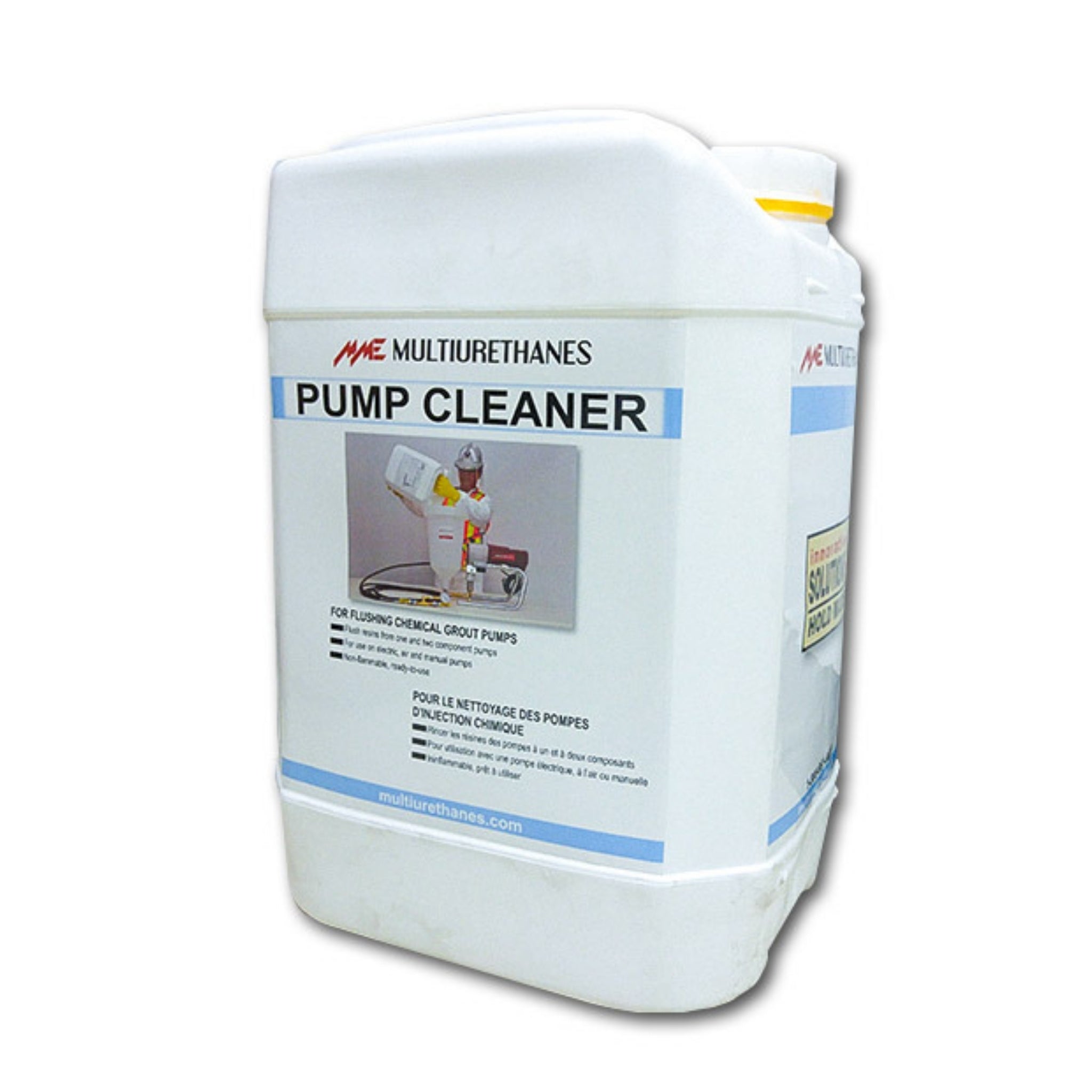 Multiurethanes Pump Cleaner solution in labelled container for flushing and maintaining grout pumps